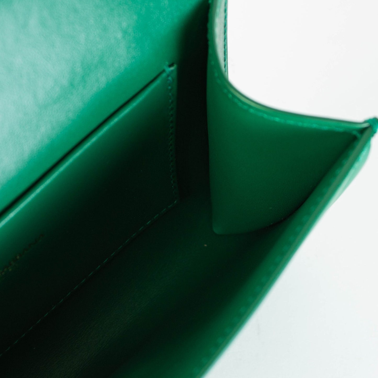 Elegant Green Jewel Button Leather Clutch