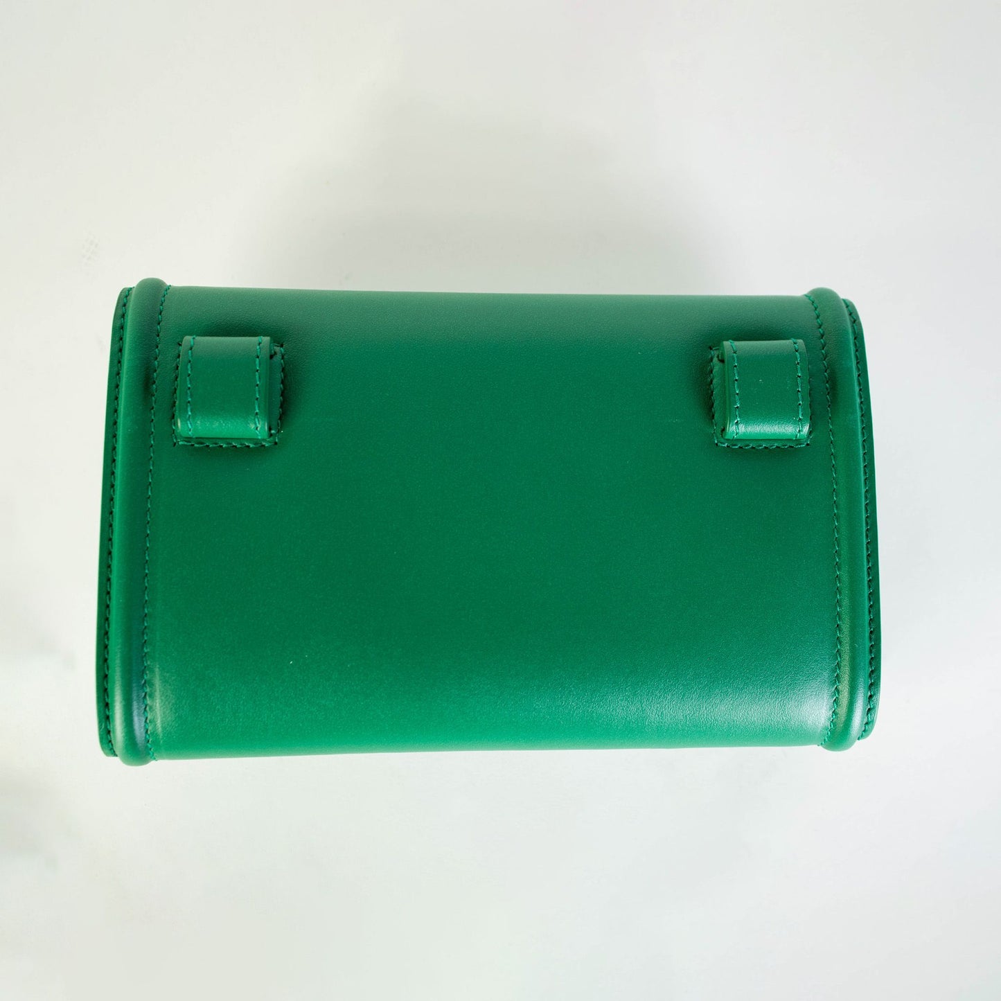 Elegant Green Jewel Button Leather Clutch