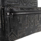 MCM Black Coated Canvas Studded Medium Backpack
