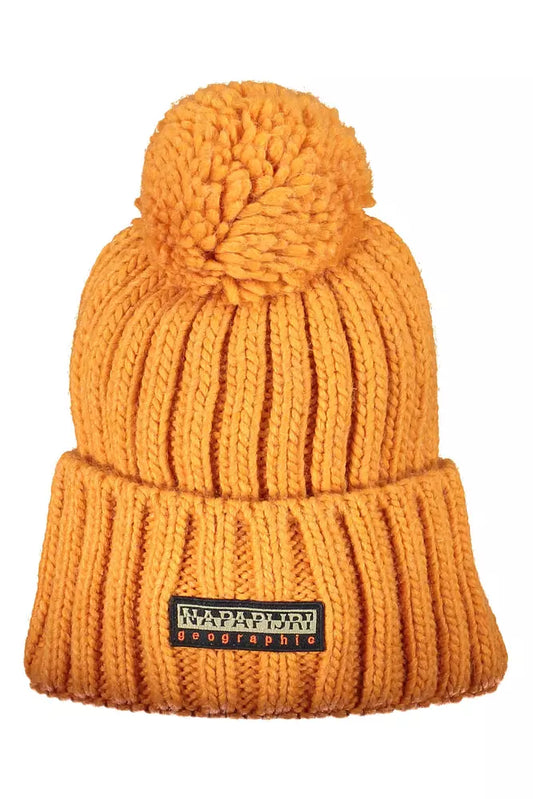 Chic Orange Pom Pom Winter Cap