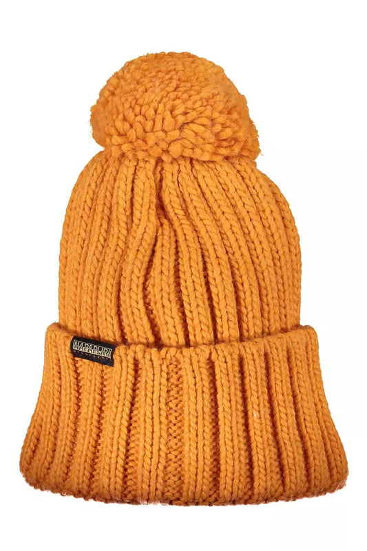 Vibrant Orange Pom Pom Cap Emblazoned with Iconic Detailing