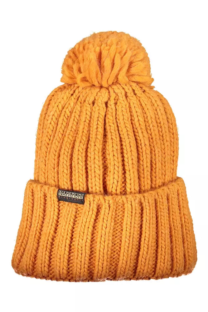 Chic Orange Pom Pom Winter Cap