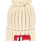 Pompon-Embellished Knit Hat in Pristine White