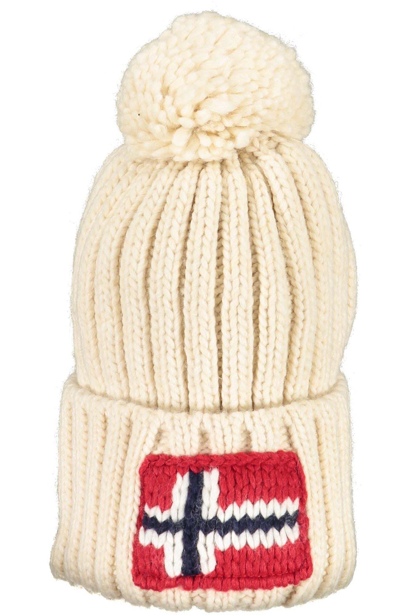 Pompon-Embellished Knit Hat in Pristine White