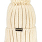 Pompon-Embellished Knit Hat in Pristine White