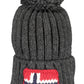 Chic Gray Pompon Hat with Signature Embroidery