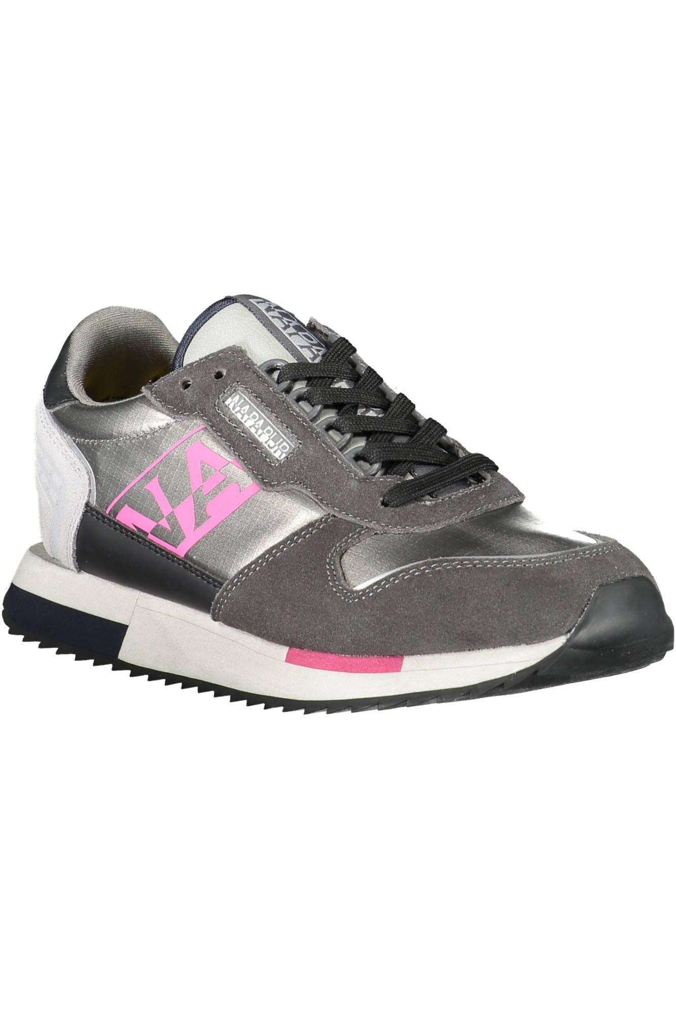 Chic Gray Lace-Up Sports Sneakers with Logo