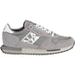 Sleek Poly-Leather Lace-up Sneakers in Gray