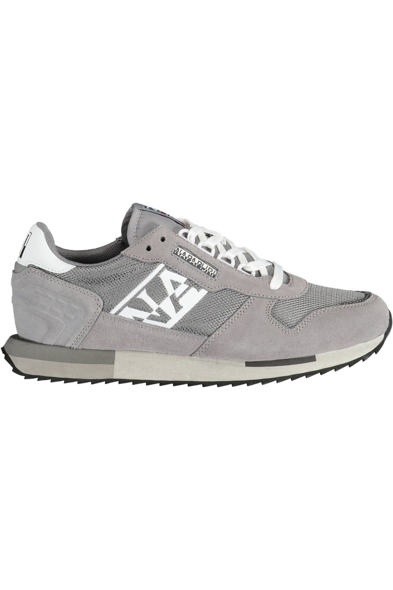 Sleek Poly-Leather Lace-up Sneakers in Gray