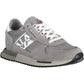 Sleek Poly-Leather Lace-up Sneakers in Gray