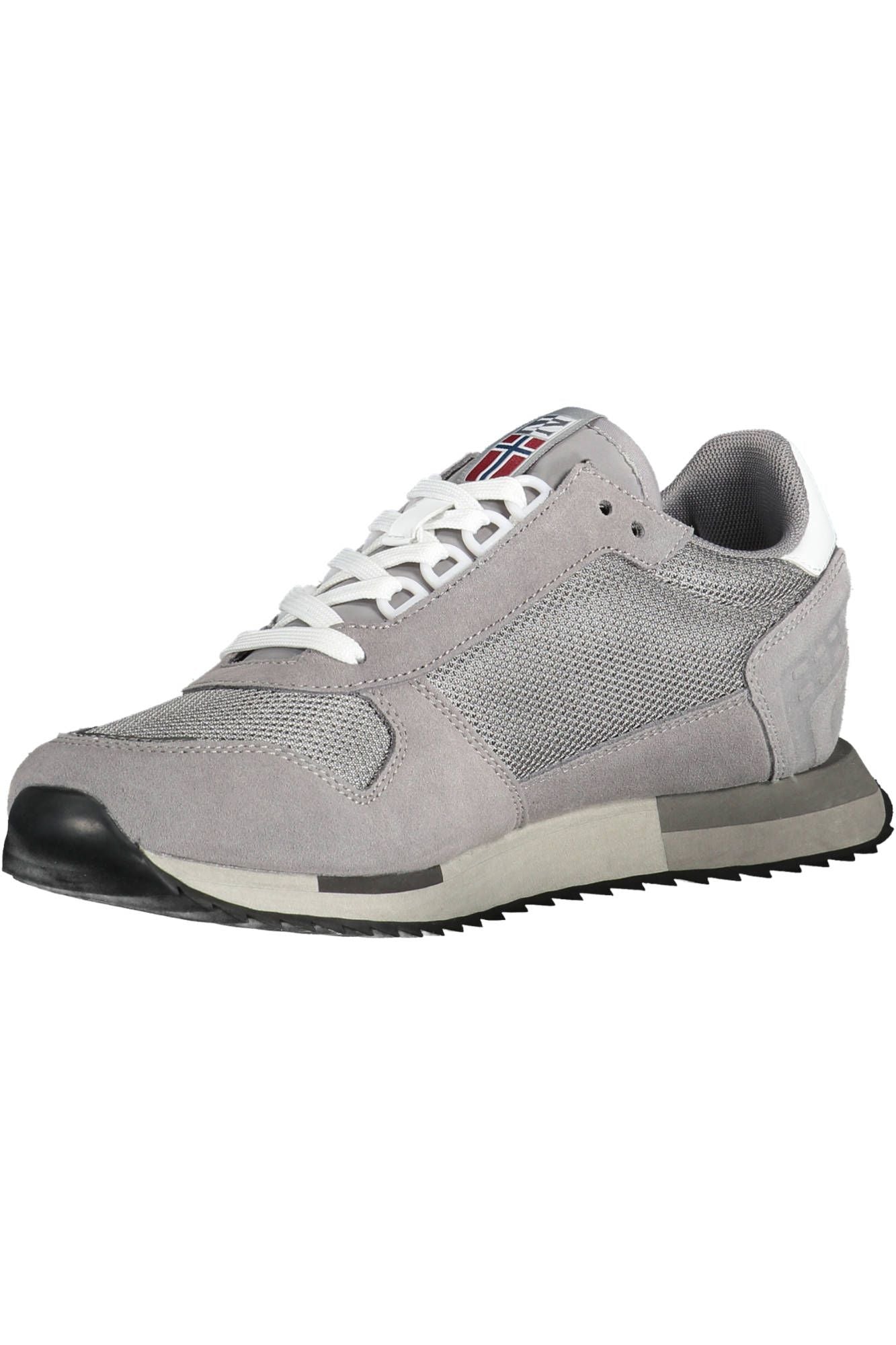 Sleek Poly-Leather Lace-up Sneakers in Gray