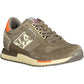 Contrast Lace-Up Sporty Sneakers in Brown