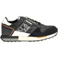 Sleek Black Polyester Sneakers with Contrasting Details