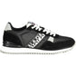 Sleek Black Lace-Up Sports Sneakers
