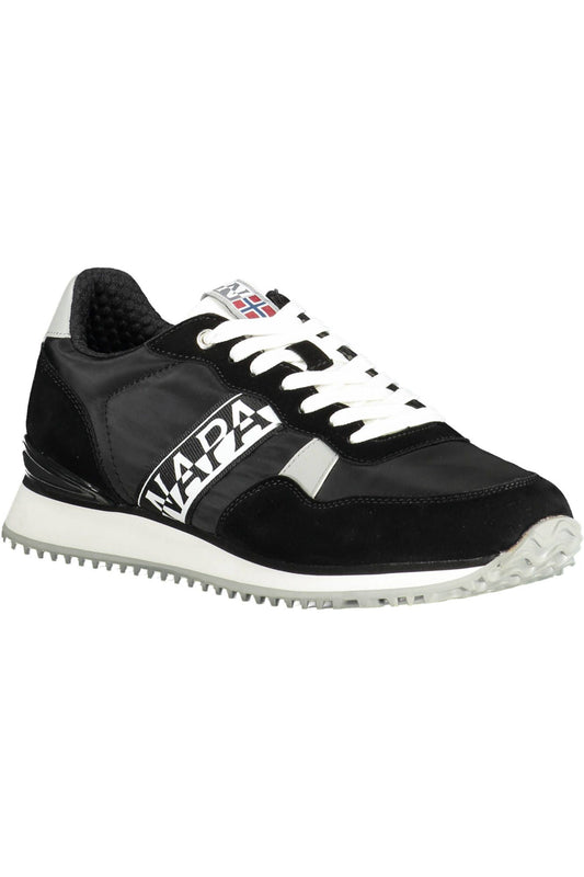 Sleek Black Lace-Up Sports Sneakers