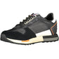 Sleek Black Polyester Sneakers with Contrasting Details
