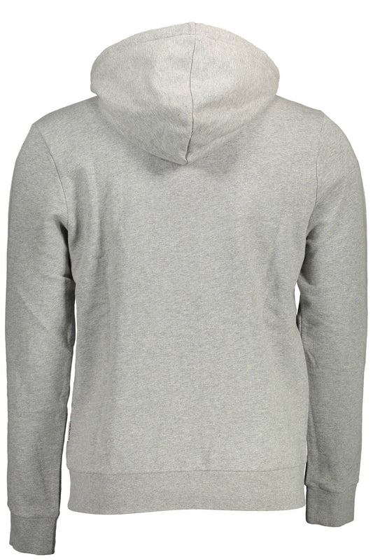 Chic Gray Hooded Zip Pocket Sweatshirt