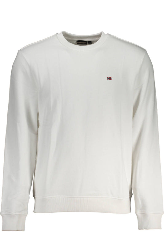 Pristine White Crew Neck Sweatshirt with Embroidery