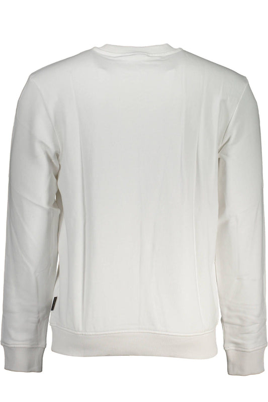 Pristine White Crew Neck Sweatshirt with Embroidery