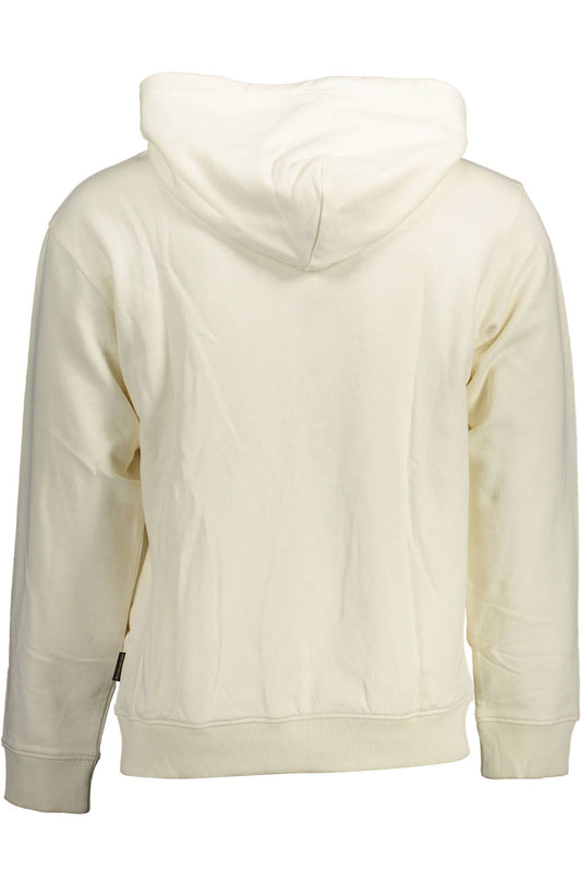 White Cotton Hooded Sweatshirt with Zip Pocket