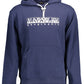Chic Blue Cotton Hooded Sweatshirt with Zip Pocket