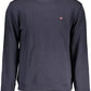 Chic Crew Neck Embroidered Blue Sweater