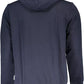 Blue Cotton Hooded Sweatshirt with Logo Print