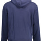 Chic Blue Cotton Hooded Sweatshirt with Zip Pocket