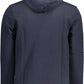 Chic Blue Hooded Cotton Sweatshirt with Logo Print