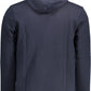 Chic Blue Hooded Cotton Sweater