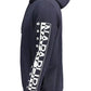 Chic Blue Hooded Sweater with Print Detail
