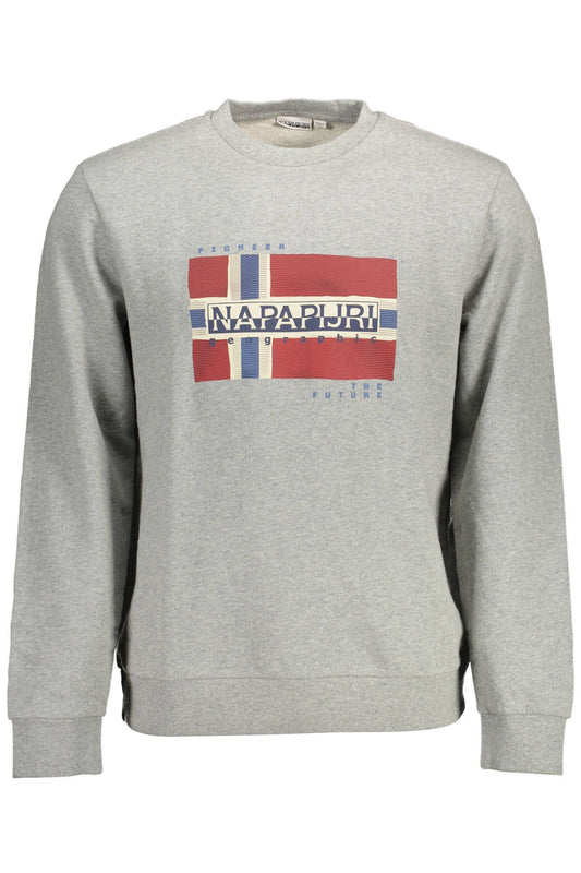 Sleek Gray Cotton Sweatshirt with Logo Print