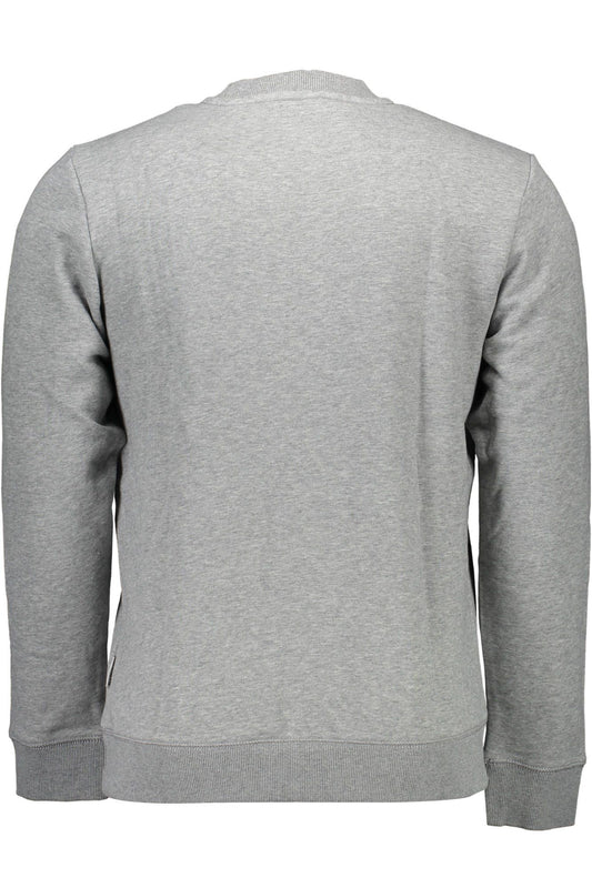 Elegant Gray Crew Neck Cotton Sweater