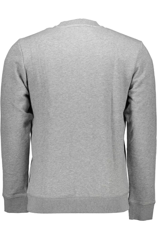 Sleek Gray Round Neck Printed Sweatshirt