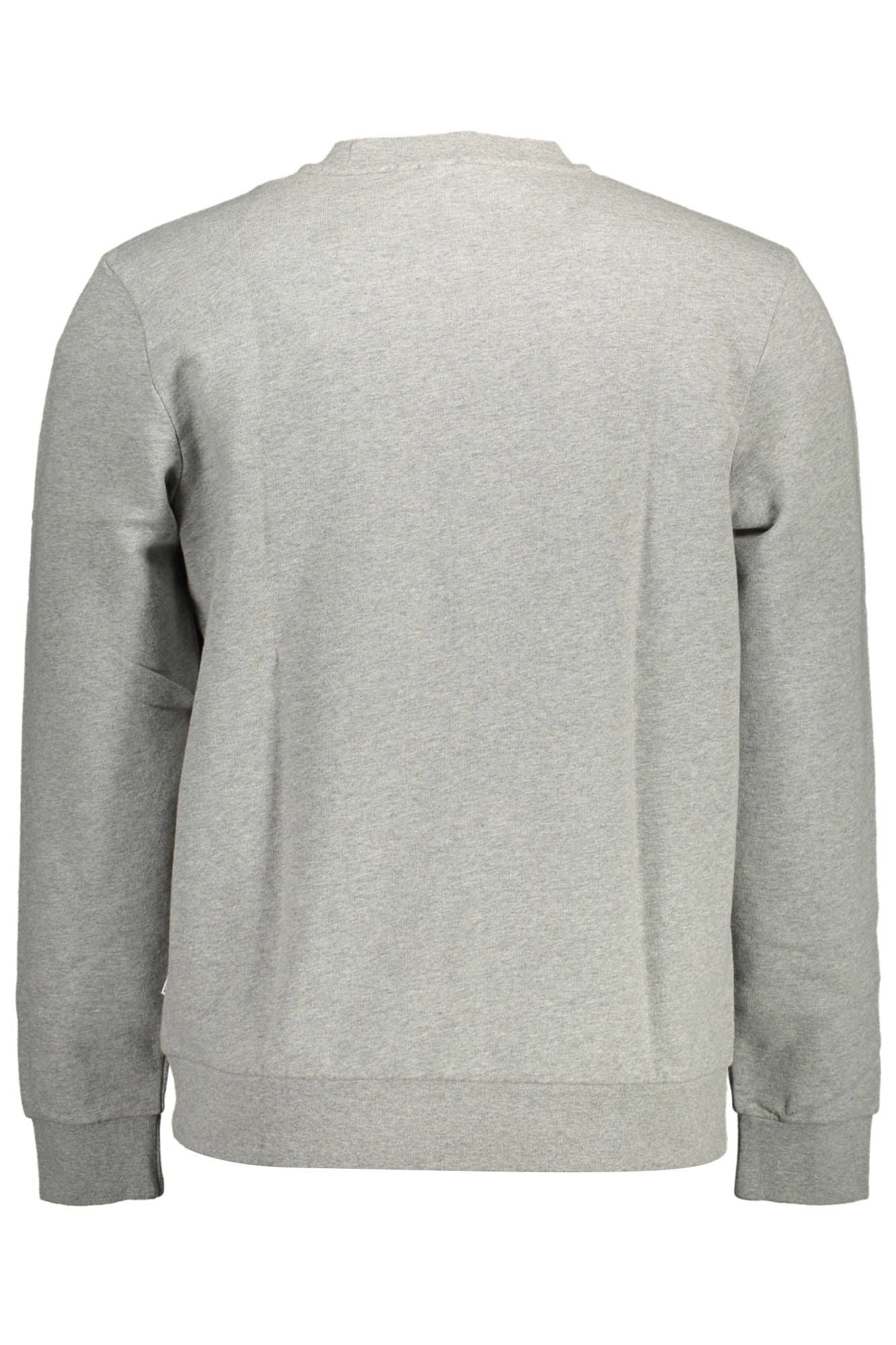 Sleek Gray Cotton Sweatshirt with Logo Print