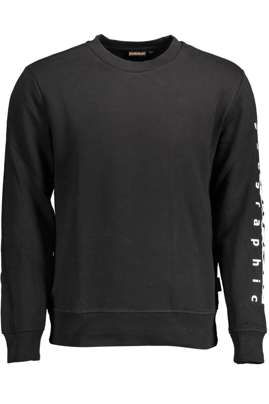 Chic Black Cotton Crewneck Sweatshirt