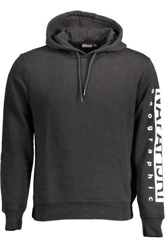 Elegant Black Cotton Hooded Sweatshirt