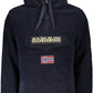 Elegant Hooded Blue Jacket with Velcro Closure