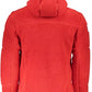 Elegant Red Hooded Jacket with Contrasting Details