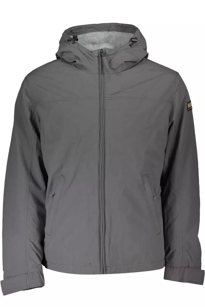 Sleek Gray Hooded Jacket - Eco-Conscious Style