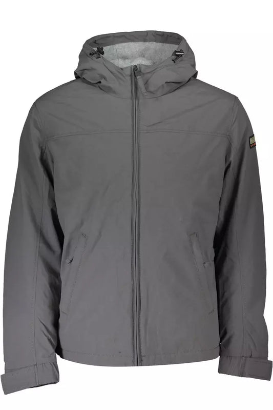 Sleek Gray Hooded Jacket - Eco-Conscious Style