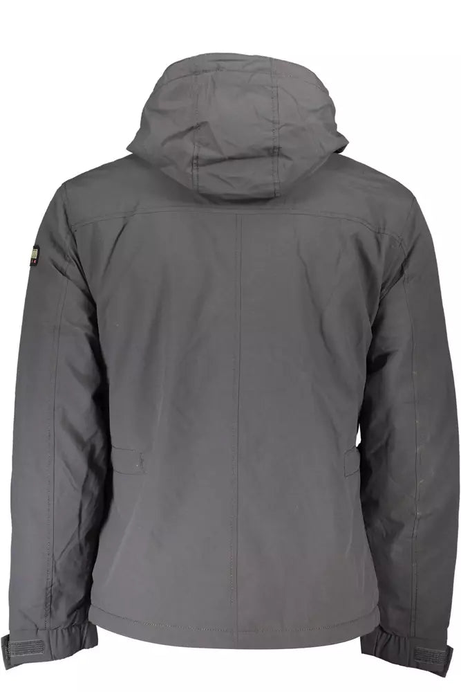 Sleek Gray Hooded Jacket - Eco-Conscious Style