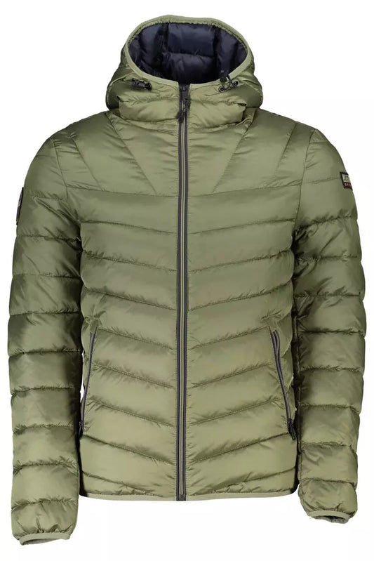 Sleek Polyamide Hooded Jacket in Green