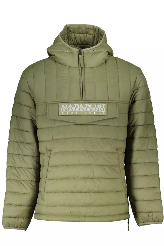 Eco-Conscious Hooded Green Jacket