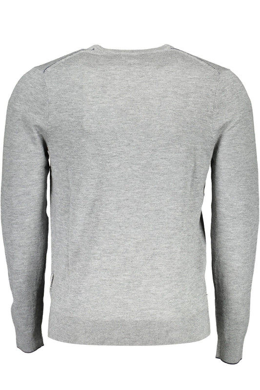 Elegant Gray Woolen Sweater with Logo