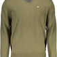 Elegant Green V-Neck Wool Sweater