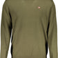 Elevated Green Wool Round Neck Sweater