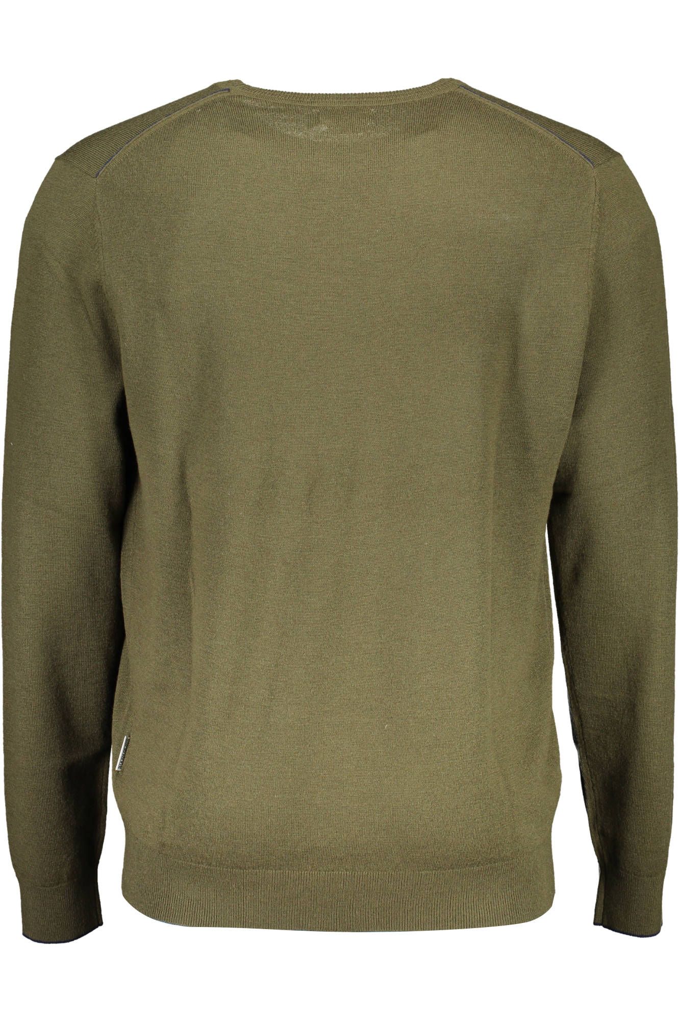 Elevated Green Wool Round Neck Sweater