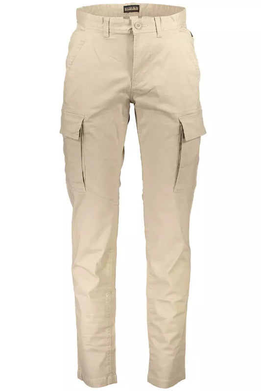 Chic Beige 4-Pocket Cotton Trousers