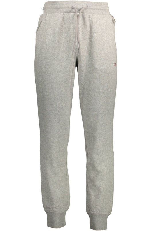 Chic Gray Sports Trousers with Embroidered Logo